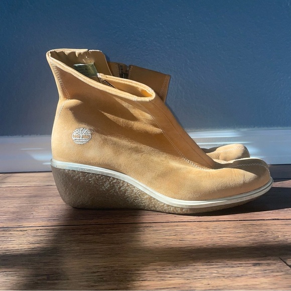 Y2K timberland boots ankle boots wedge boots heel leather boots zipper boots - Picture 15 of 16